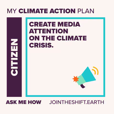Cue Card for the Citizen superpower climate action number 3 with text: Create media attention on the climate crisis.