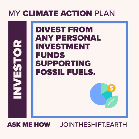 Cue Card for the Investor superpower climate action number 2 with text: Divest from personal investment funds supporting fossil fuels.