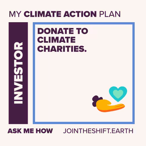 Cue Card for the Investor superpower climate action number 4 with text: Donate to climate charities.