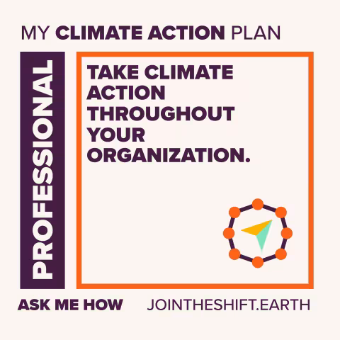 Cue Card for the Professional superpower climate action number 3 with text: Take climate action throughout your organization.