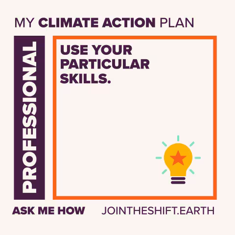 Cue Card for the Professional superpower climate action number 5 with text: Use your particular skills.