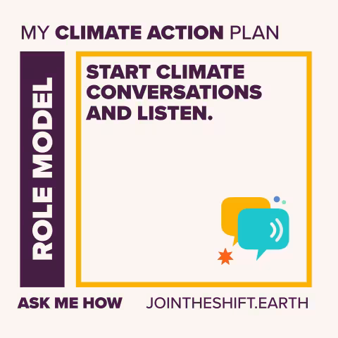 Cue Card for the Role Model superpower climate action number 4 with text: Start climate conversations and listen.
